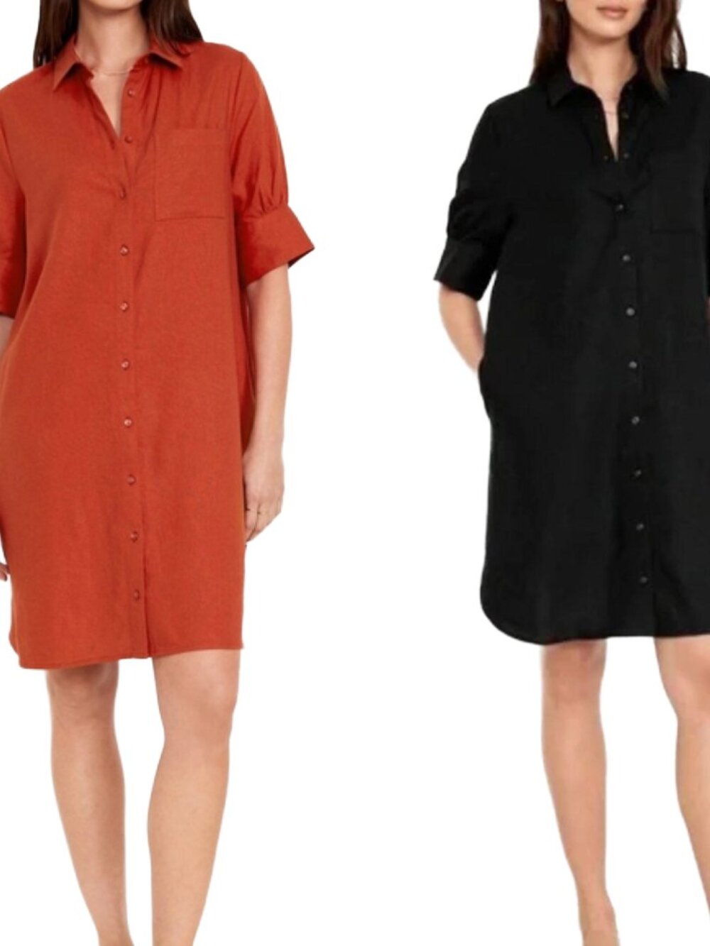 Bundle (2) Old Navy Linen Shirt Dress XL Short Sleeve Pockets